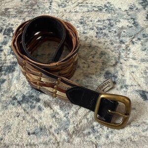 Fossil Womens Casual Fashion Leather Belt Wide Braided Sz SMALL